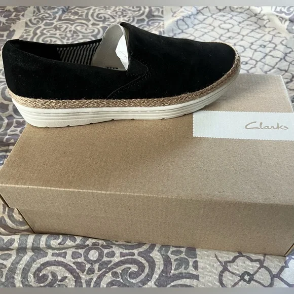 Clarks Shoes Clarks Marie Pearl Black Slipons Size New